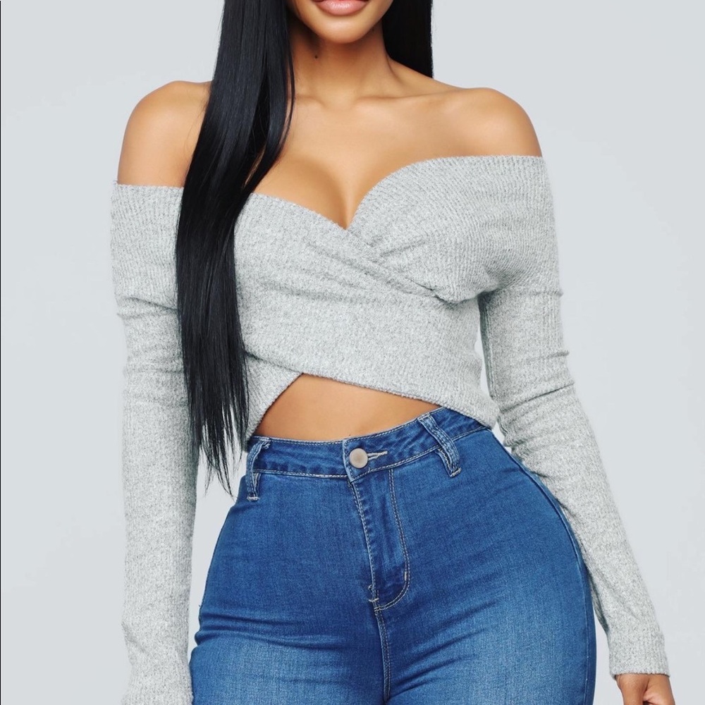 Gray cropped top